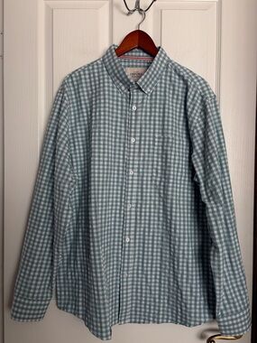Oxford Men's Gingham Button-Down Shirt - Teal & White